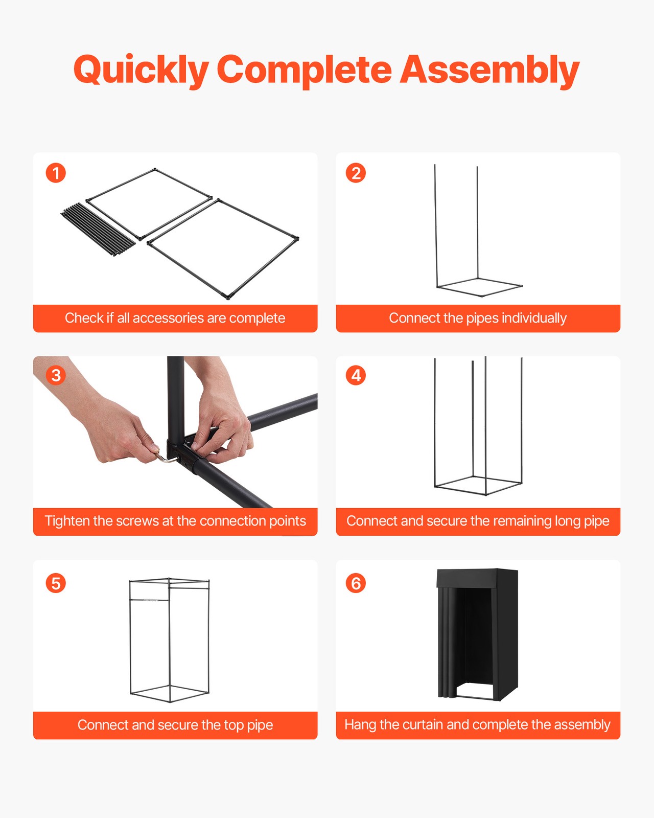 Fitting Room Portable Dressing Room 39 x 39 x 78 in Privacy Space (Black)