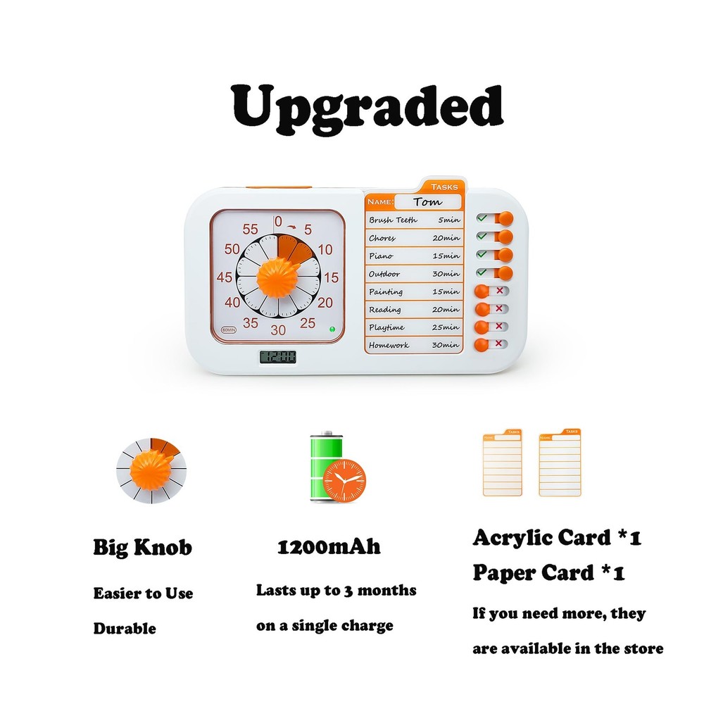 Chargeable Task Timer, to-do List with Visual Timer for Adults and Students, ...