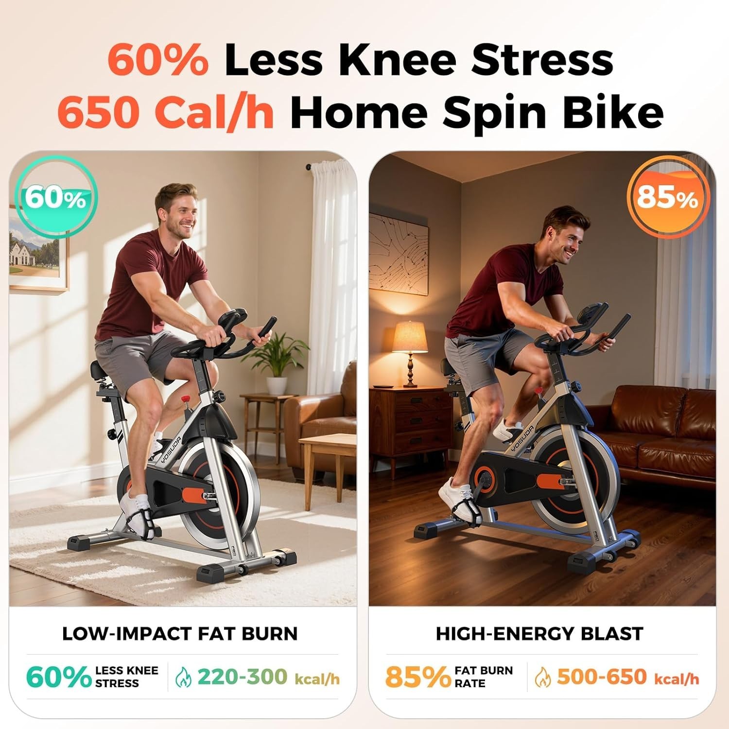 YOSUDA Exercise Bike 002 Stationary Indoor Cycle 30lb Flywheel 300lb Capacity Ma