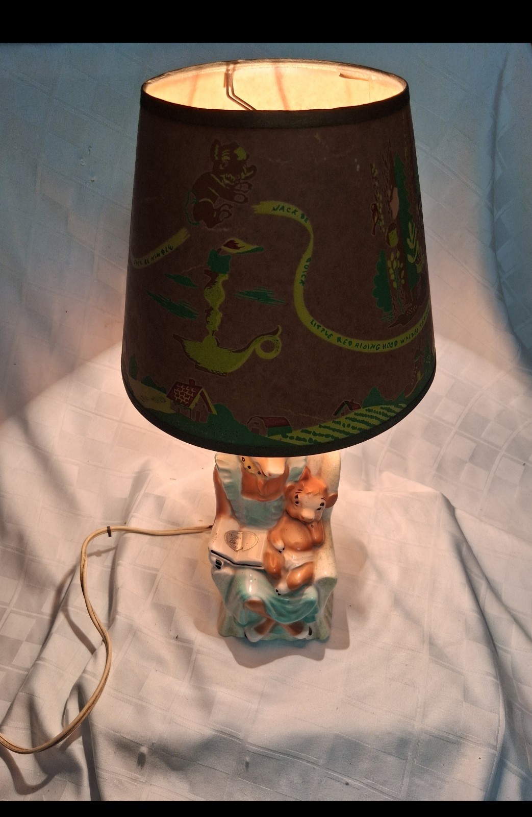 Elsie The Cow Pottery Lamp With Shade Rare Vintage