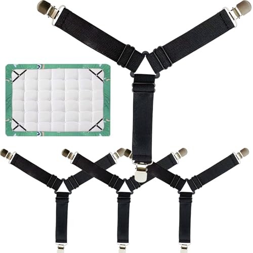 4PCS Bed Sheet Holder Straps – Triangle Adjustable Elastic Fasteners with