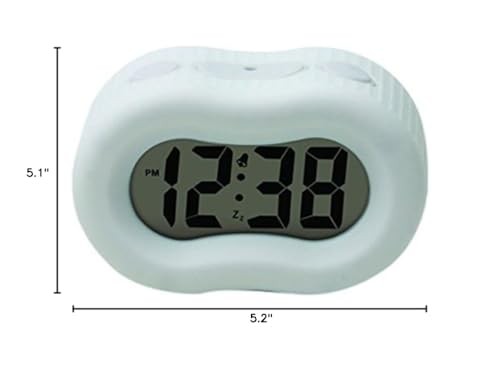 Timelink Smartlight White Digital Rubber Outer Shell Alarm Clock for Bedrooms