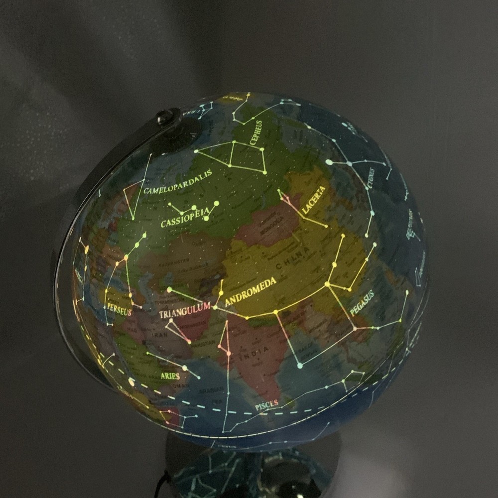 World Globe With Illuminated Constellations Night Light 14” Tall