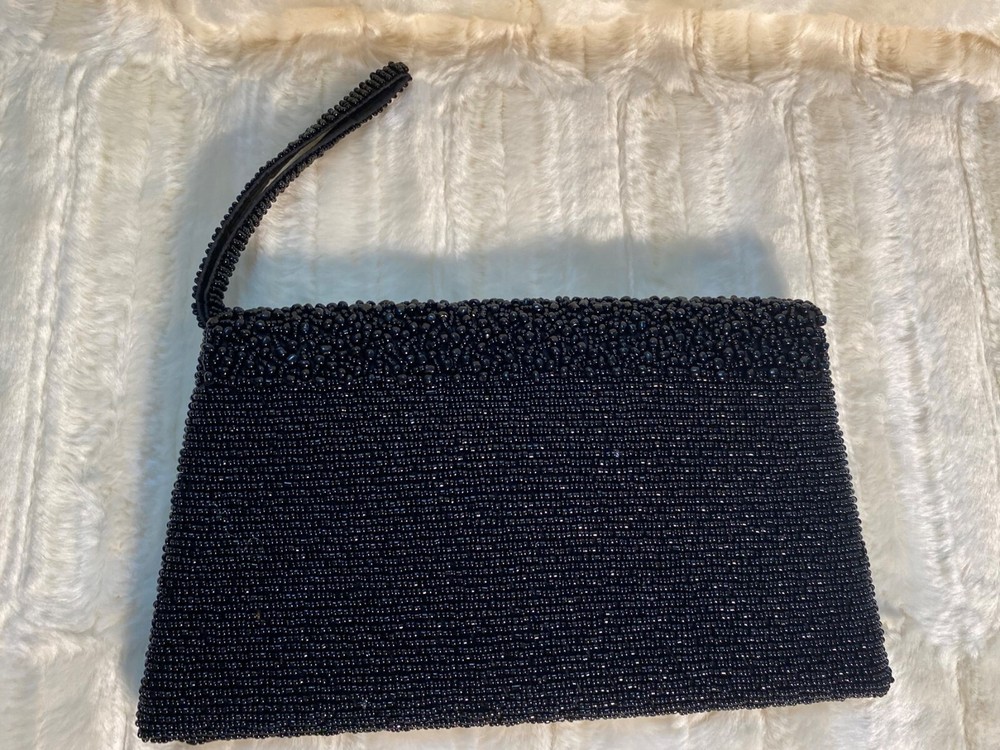 Black Beaded Handmade Envelope Purse