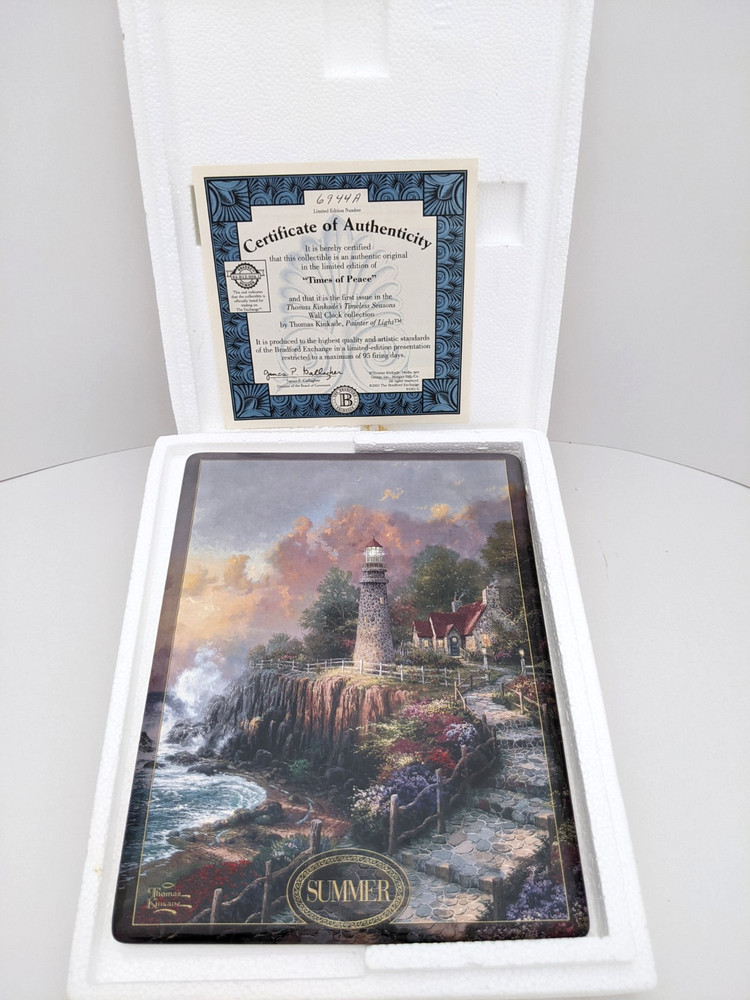 ✨Thomas Kinkade Stained Glass Clock with Complete Set Changeable Seasons