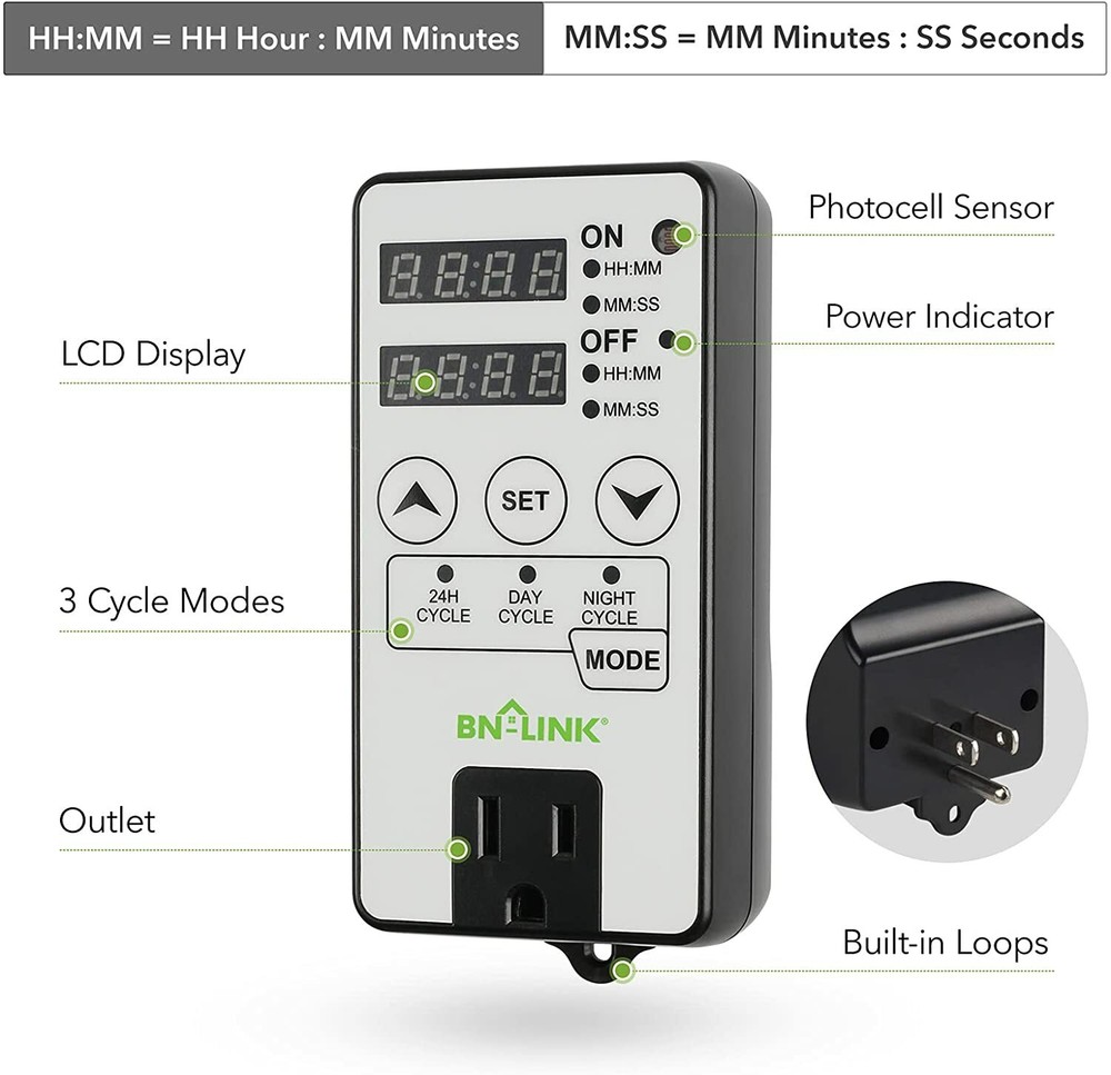 Timer Outlet Short Period Repeat Cycle Intermittent Digital Timer Programmable