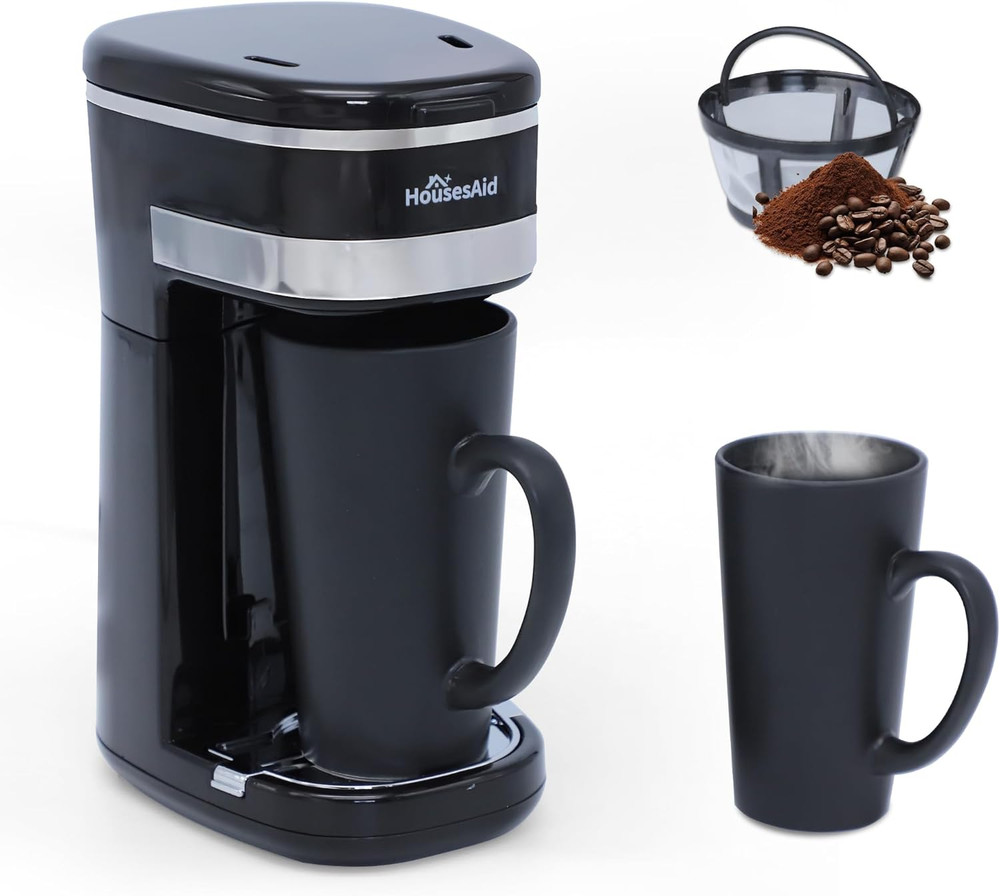 Coffee Machine,Single Serve Coffee Maker,One Cup Coffee Maker with Reusable Filt