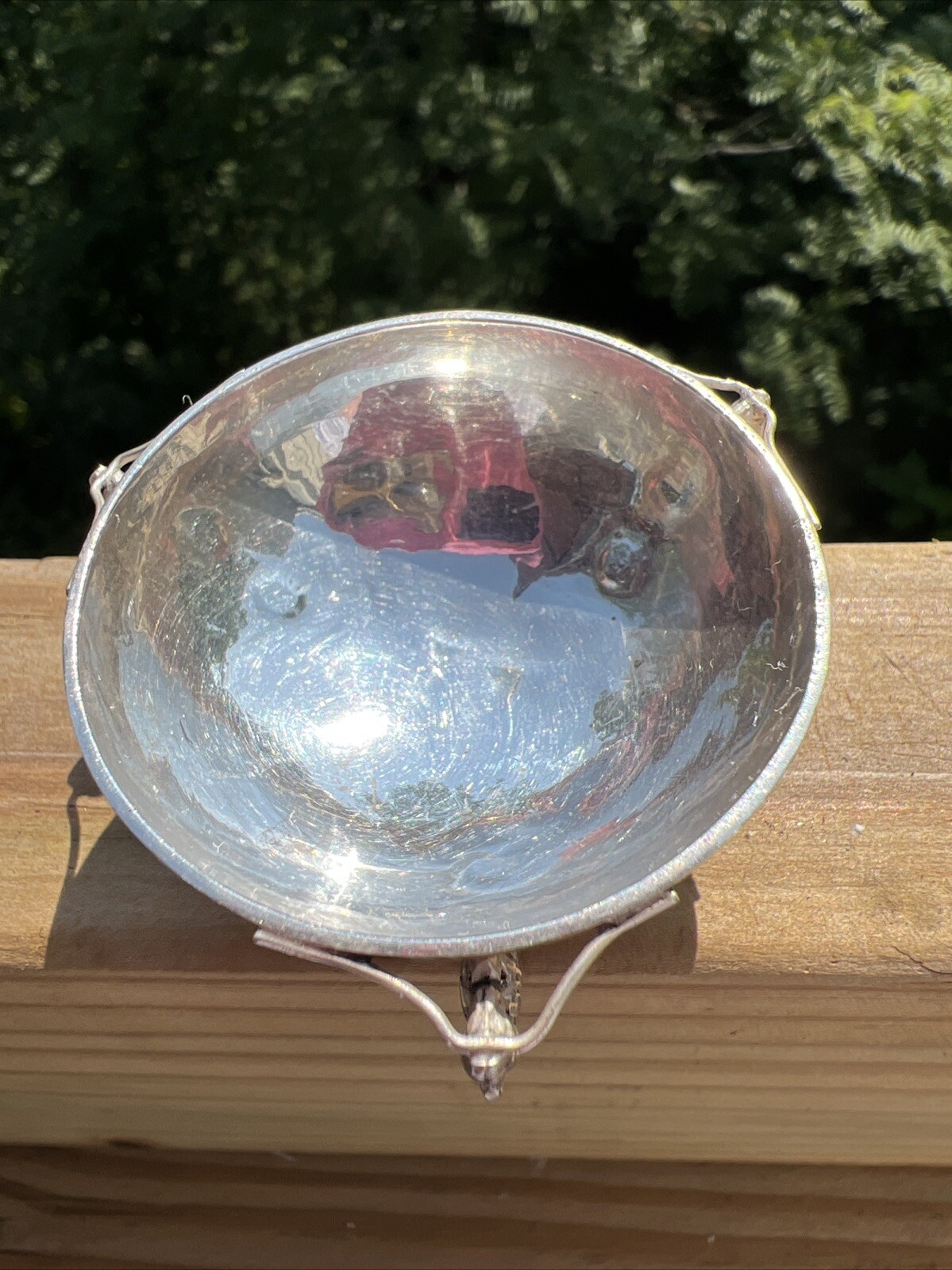 Antique Chinese Sterling Silver Dragon Salt Cellar Bowl VERY OLD GOOD CONDITION