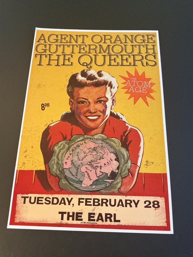 Agent Orange Concert Poster, The Earl, Atlanta Ga. 18” x 12”