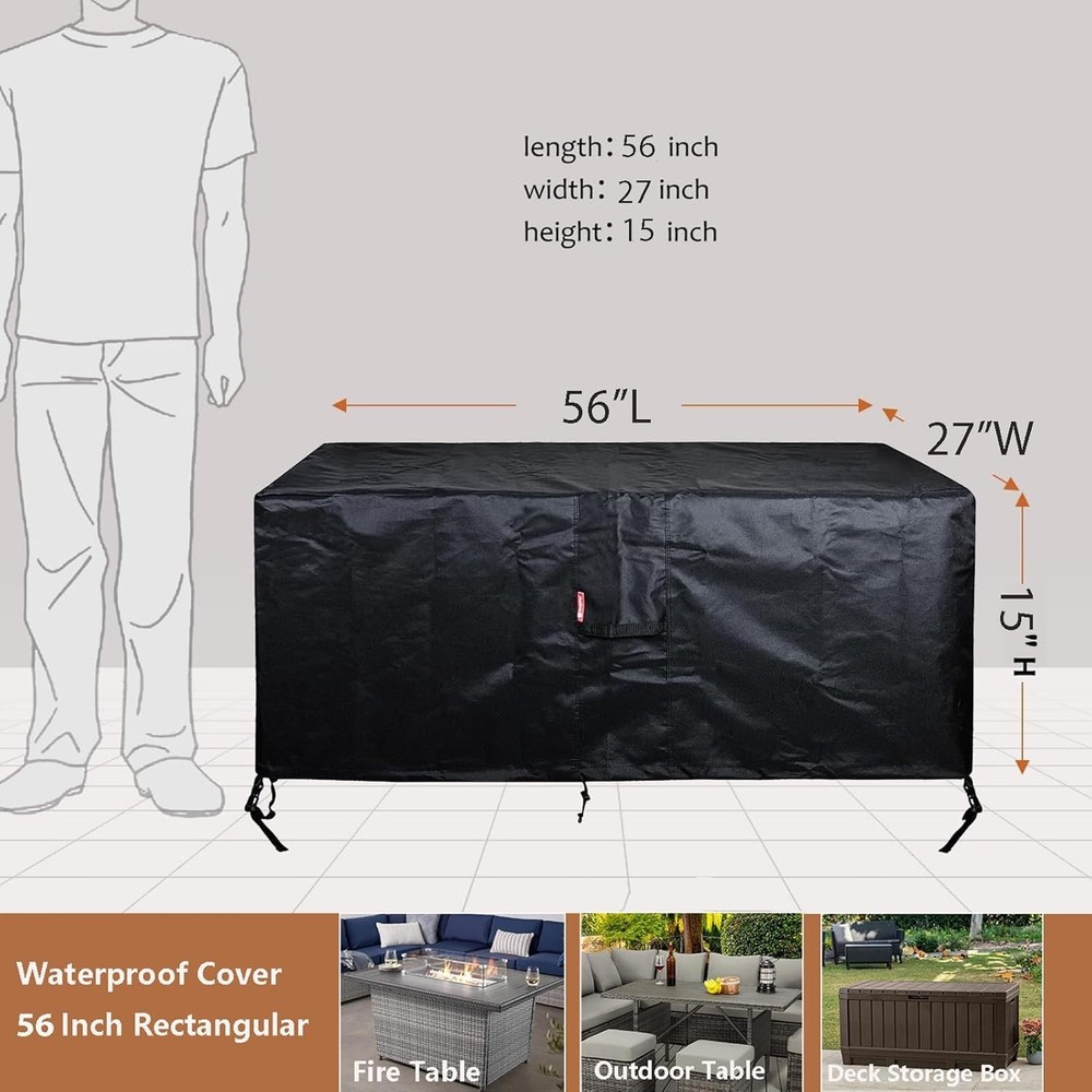 Durable Heavy-Duty Rectangular Fire Pit Cover 56x27 - Weather-Resistant Design