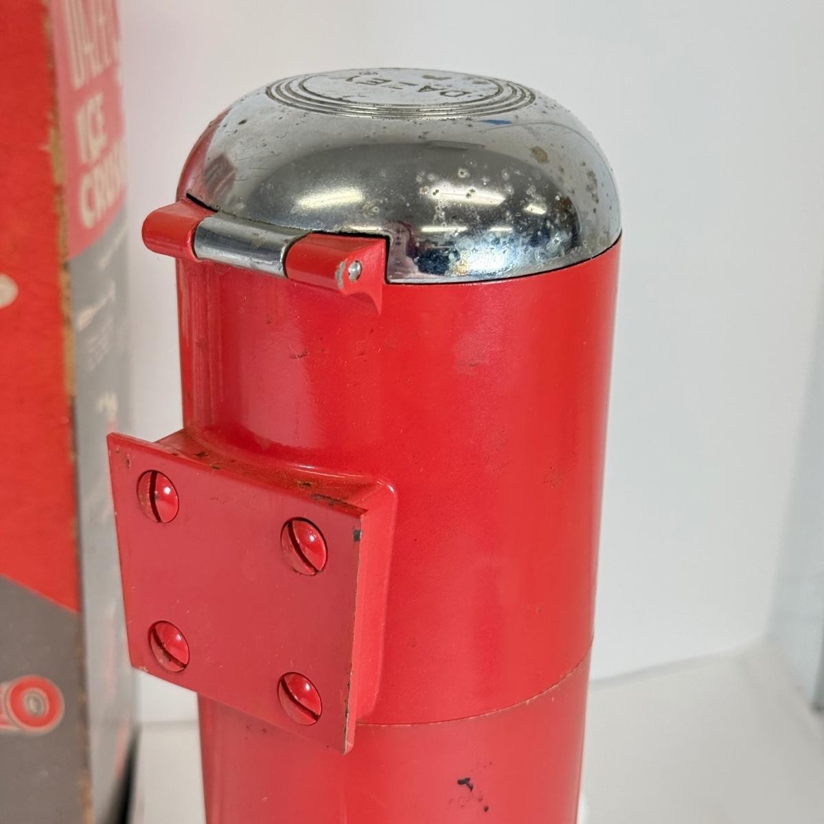 Dazey Atomic Red Rocket Wall Mount Triple Ice Crusher Cocktail Mid Century w/BOX