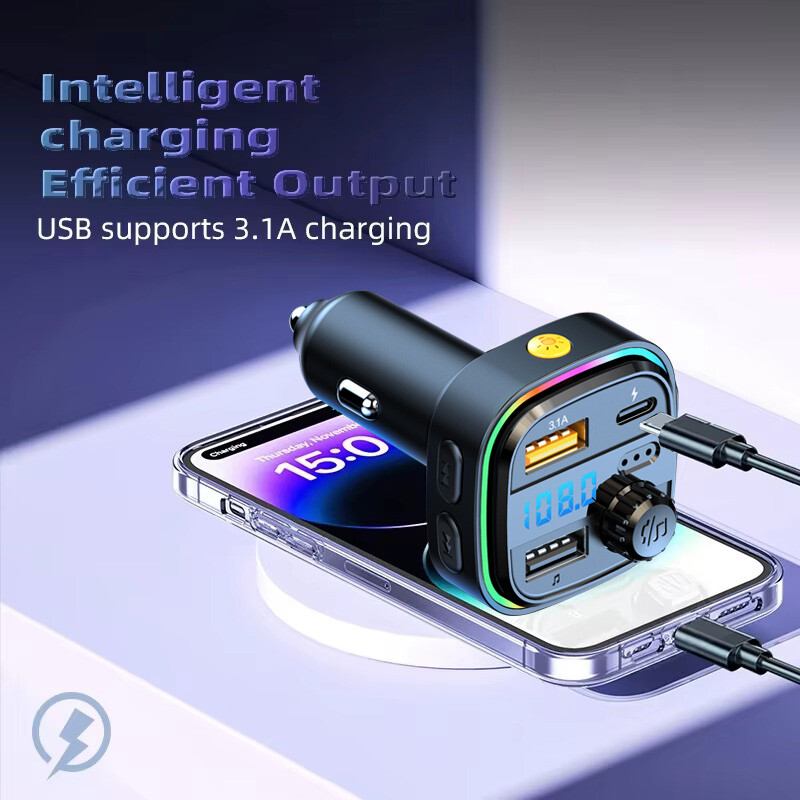 Bluetooth 5.0 Car Wireless FM Transmitter Adapter USB PD Charger AUX Hands LOT
