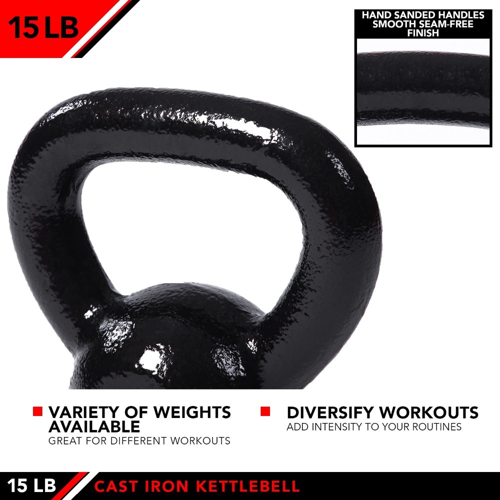 Kettlebell Weights Cast Iron, 15 LB