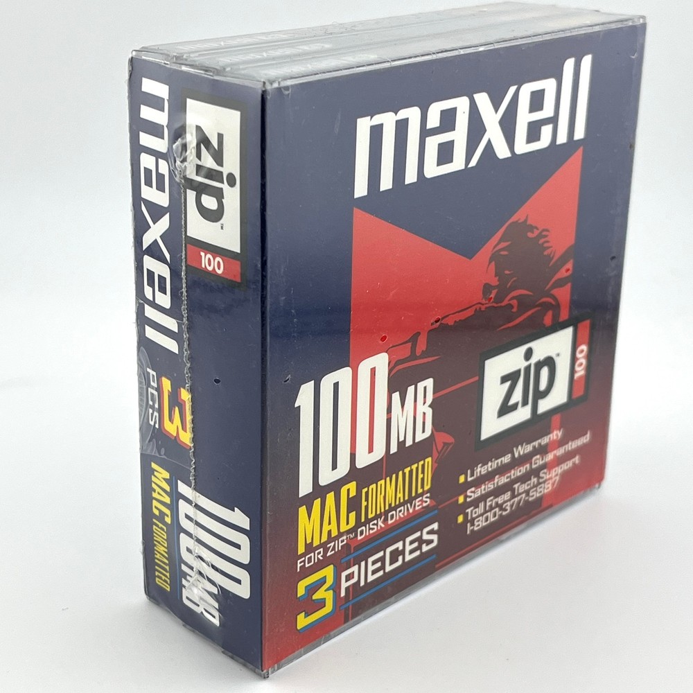 Maxell 100MB Mac Formatted Zip Disk 3 Pack New Factory Sealed