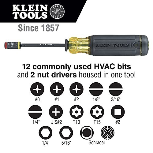 14-in-1 Adjustable Screwdriver with Flip Socket, HVAC Nut Drivers & Impact Bits