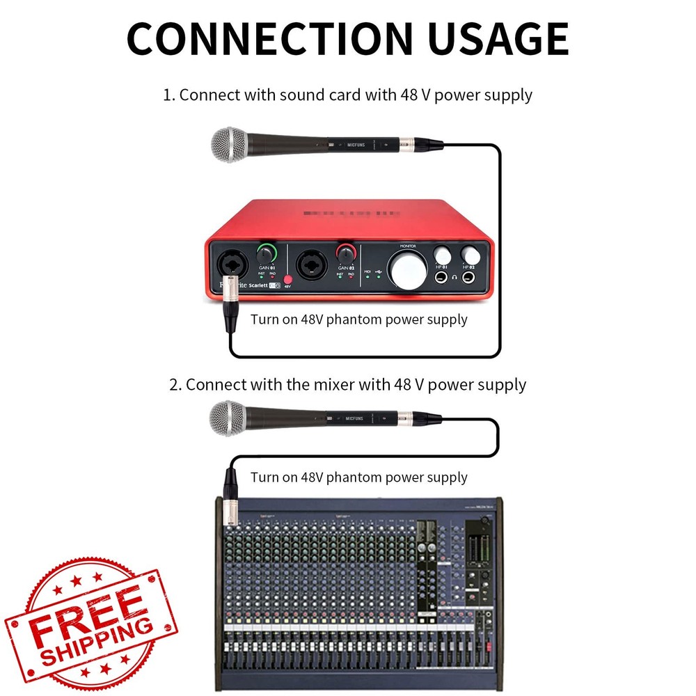 Micfuns M1 Black Mic Preamplifier 28dB Gain Dynamic Passive Mic