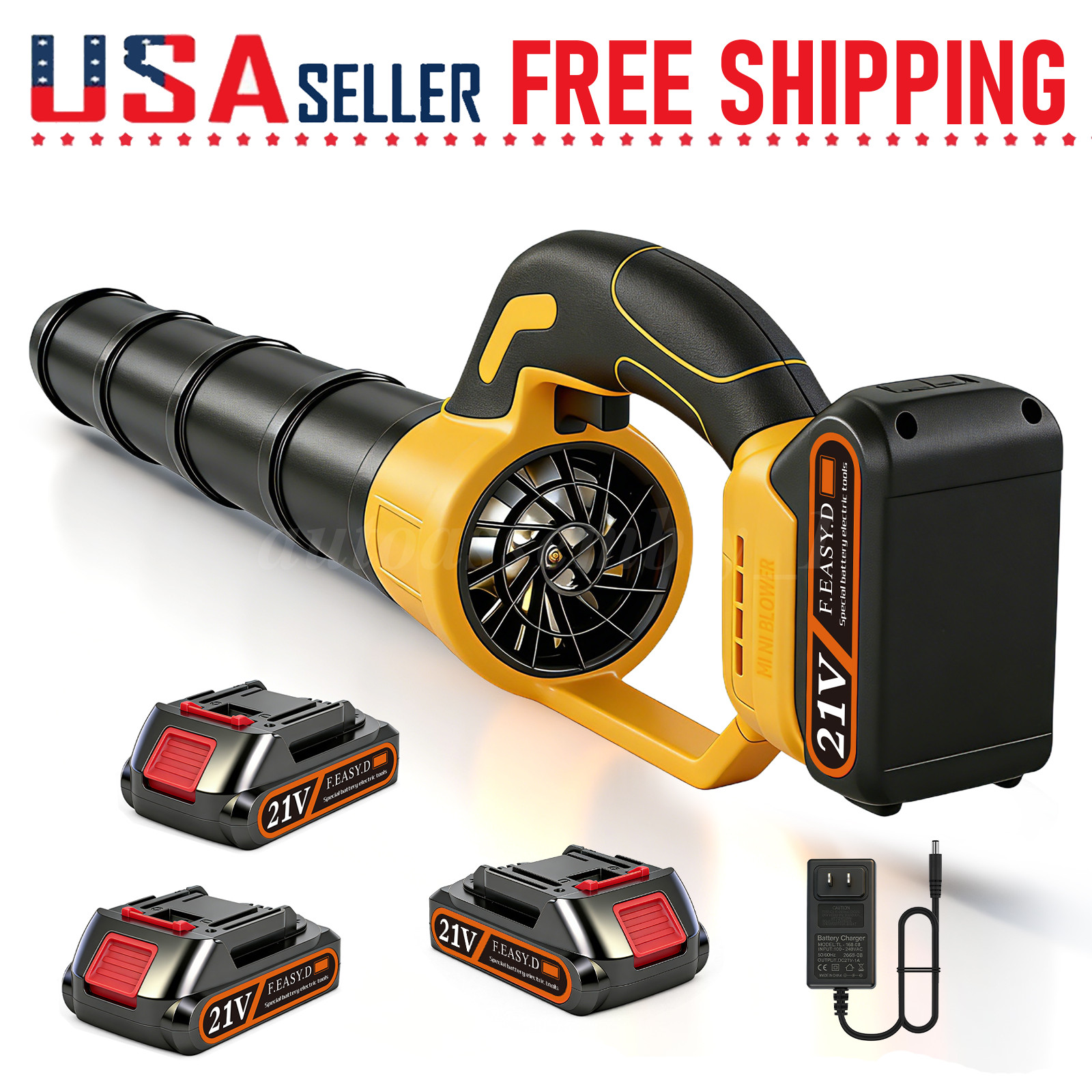 Cordless Leaf Blower 680CFM/280MPH & 2 Speed Levels Electric w/3 Batteries 6.0Ah