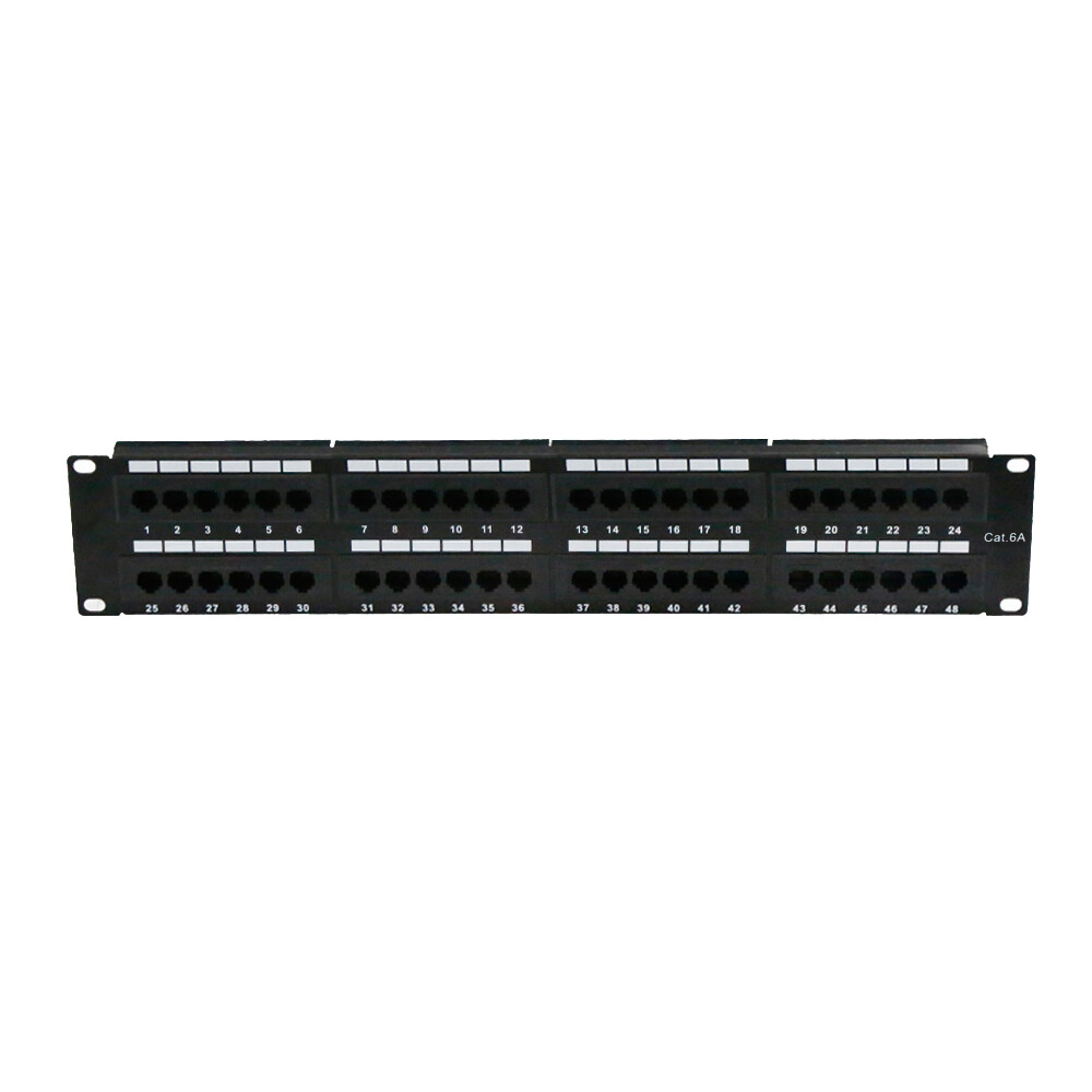 2U Networking Rackmount 48 port Cat6a Patch Panel, 110 Type Horizontal