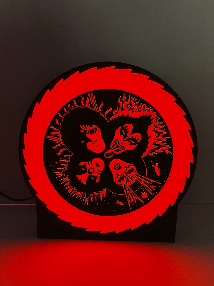 KISS Rock and Roll Over light box, colored bright LEDs with stand and remote