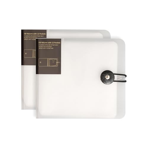 CD Case, 1Capacity CD/DVD Case Holders Wallet Hard Plastic 2 Translucent White