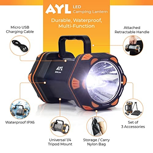 LED Camping Lantern Rechargeable, Camping Flashlight 8 Light Modes, 4800mAh