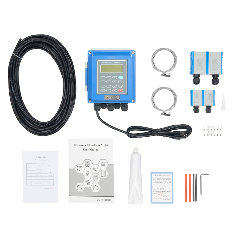 TUF-2000B Ultrasonic Flow Meter Liquid Digital Flowmeter Wall Mounted DN20-700mm