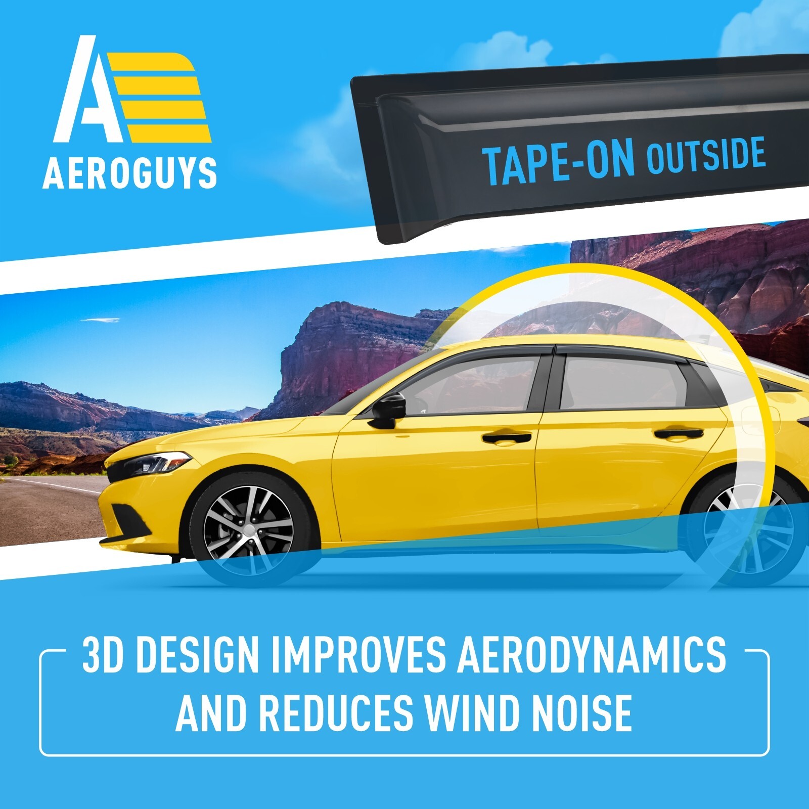 Rain Guards Vent Visors Shade for 2022-2024 Honda Civic Hatchback