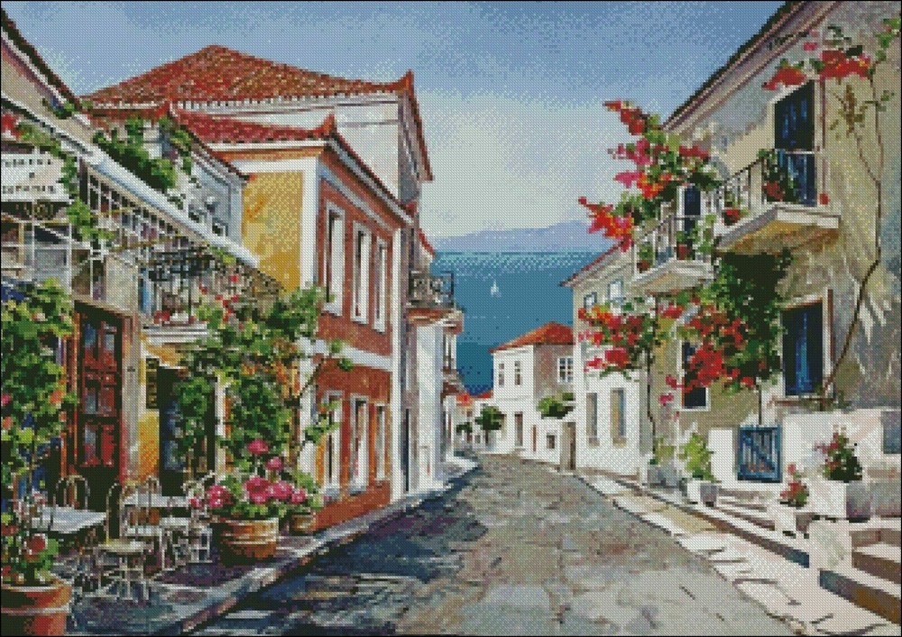 Stone Street -Chart Needlework Crafts DIY-Counted Cross Stitch Pattern