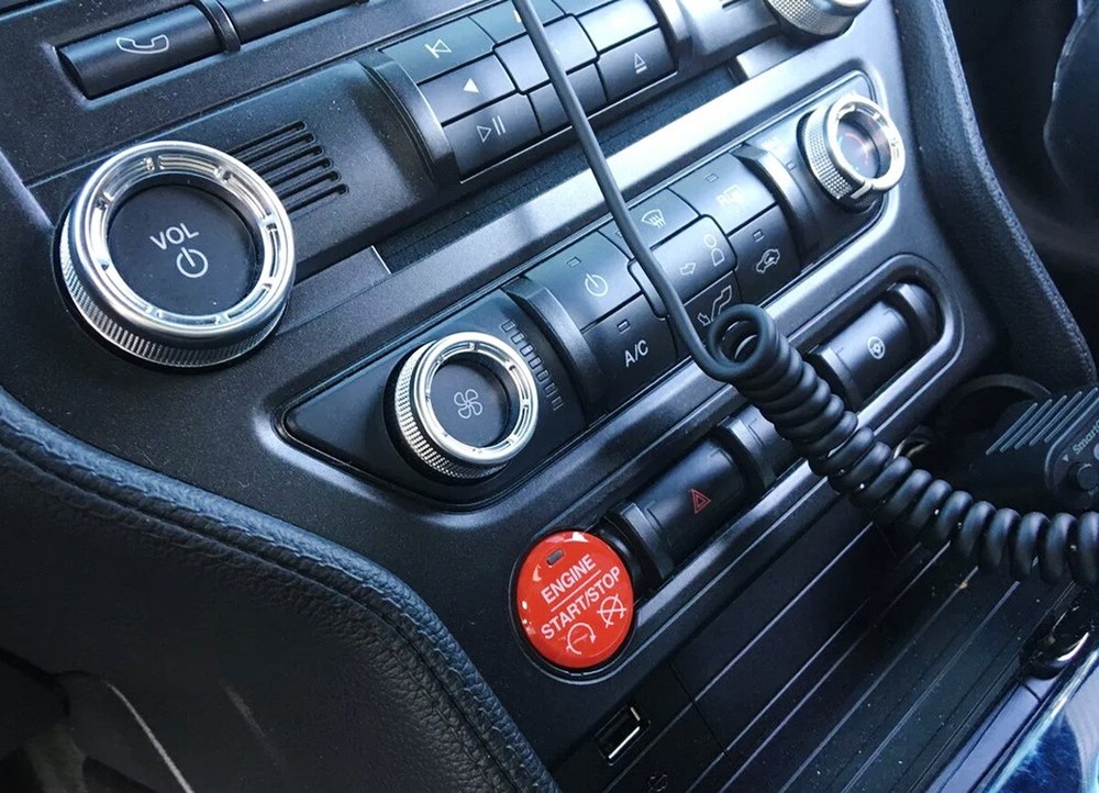 Red Performance GT350 Style Engine Push Start Button Cover For 2015-2023 Mustang