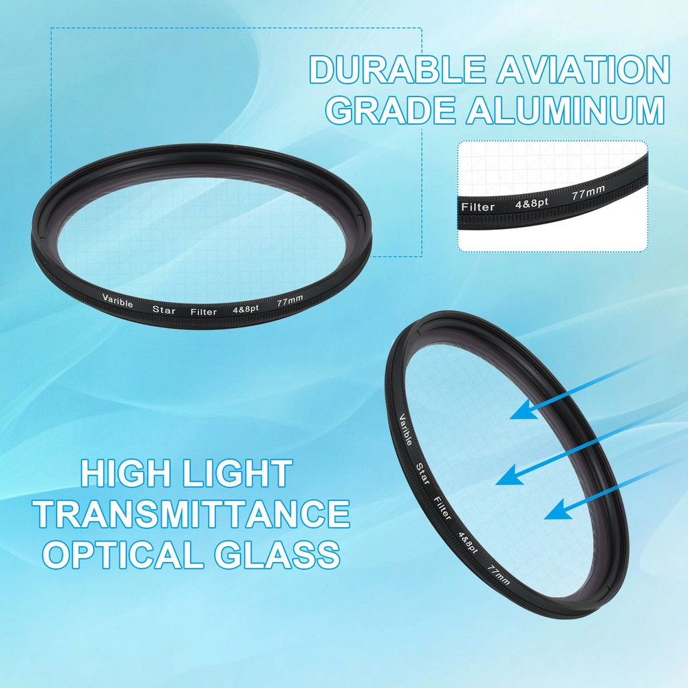 77mm Variable Star Filter 4-8 Points for Night Scenery Glassworks,1Pcs