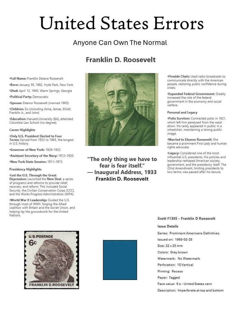 Centsational Custom Presentation Panel For Error SN 1305 - 8.5” X 11”