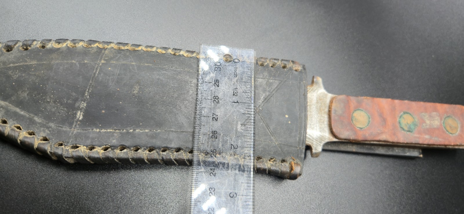 Antique Knife with Leather Sheath WWII Era Vintage Military Collectible