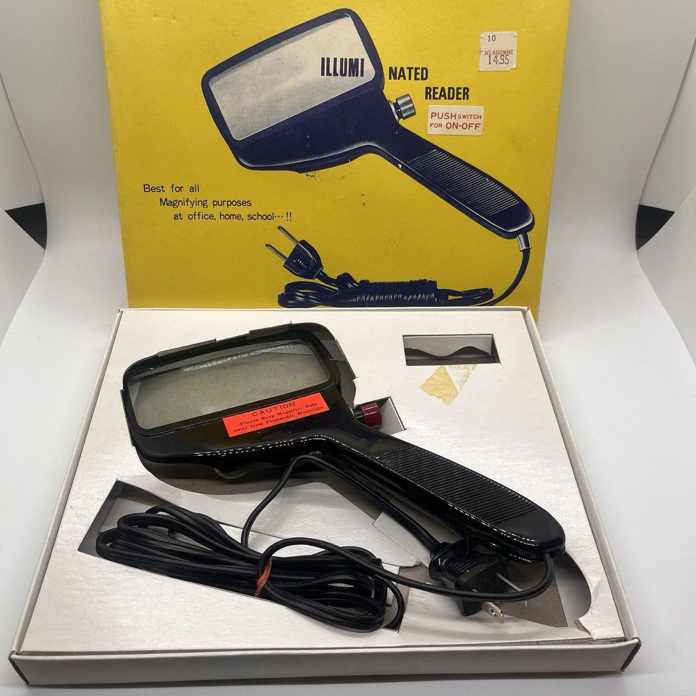 Vintage Compass Illuminated Reader Handheld Magnifying Glass In Box Works