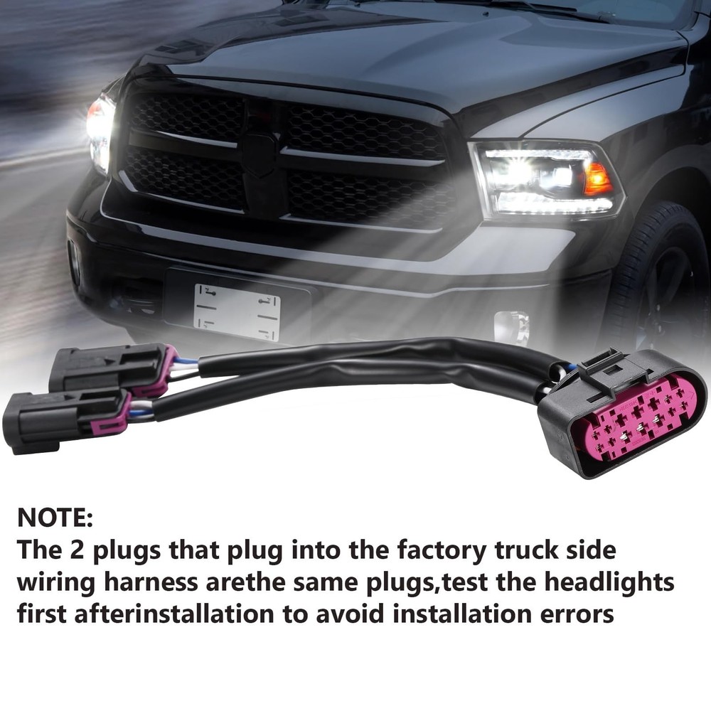 2Pcs Conversion Harnesses Quad Housing to Projector Headlight - Easy to Insta...