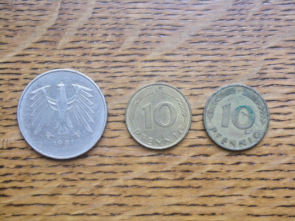 Three German coins 1950 1981 1994