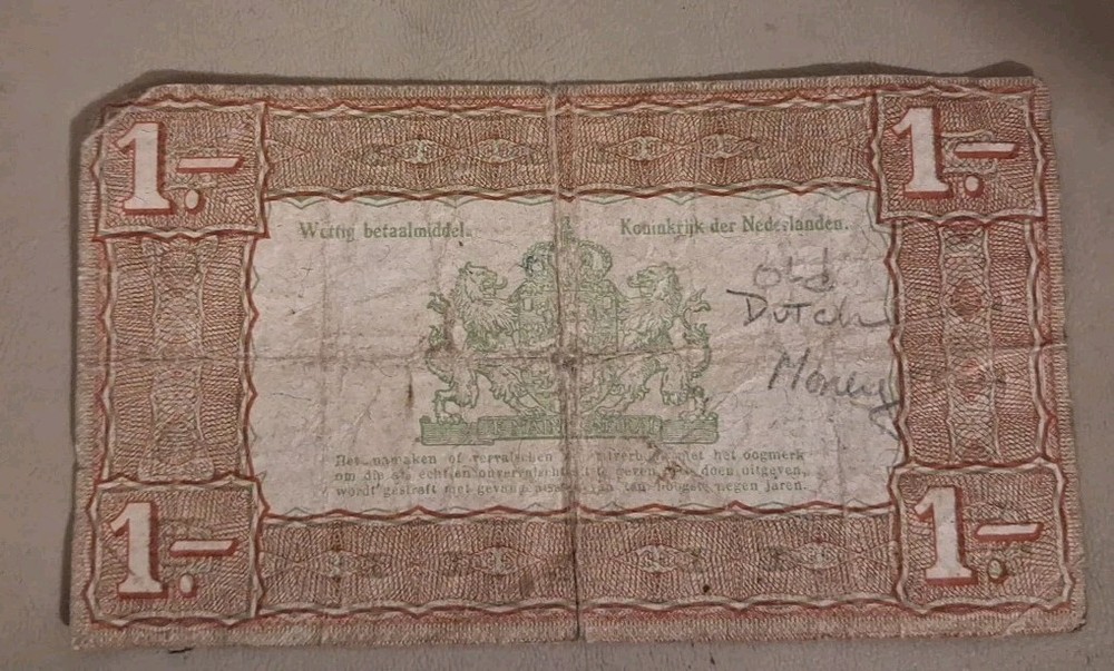 1938 Netherlands 1 Gulden Note