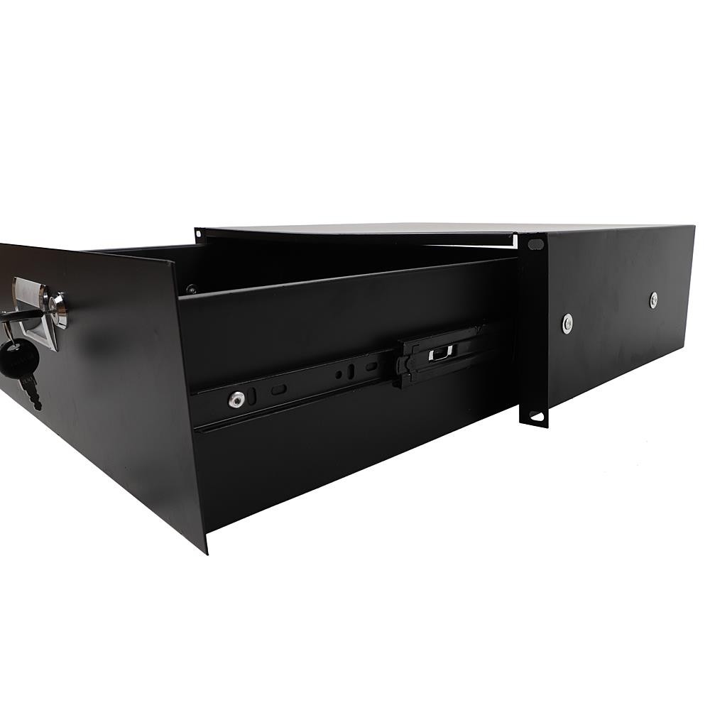 19" Server Cabinet Case 19 Inch Rack Mount DJ Locking Lockable Deep Drawer 3U