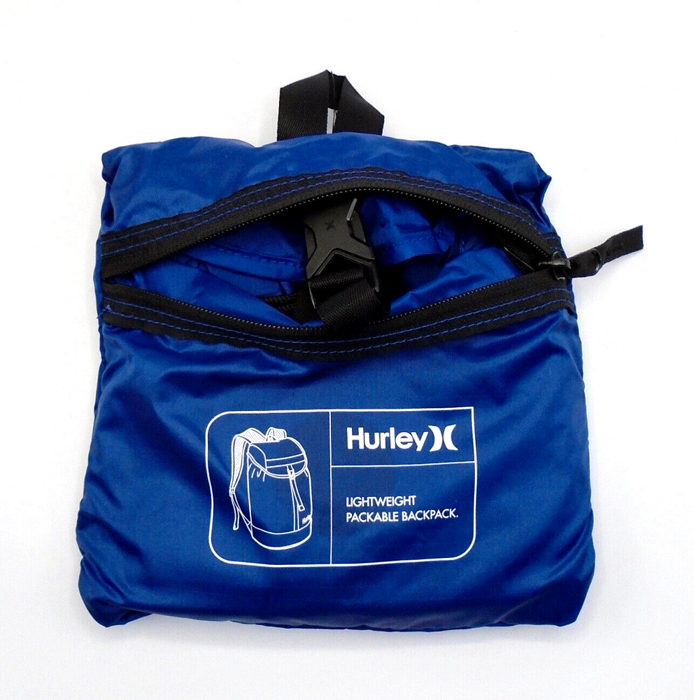 Hurley Renegade Packable BackPack Gym Bag Lightweight Blue/Black