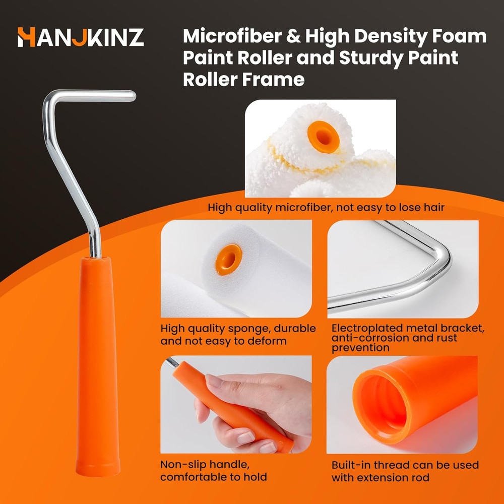 2 Inch Paint Roller Kit, 20 Pack Small Paint Roller Set with High Density Foam P