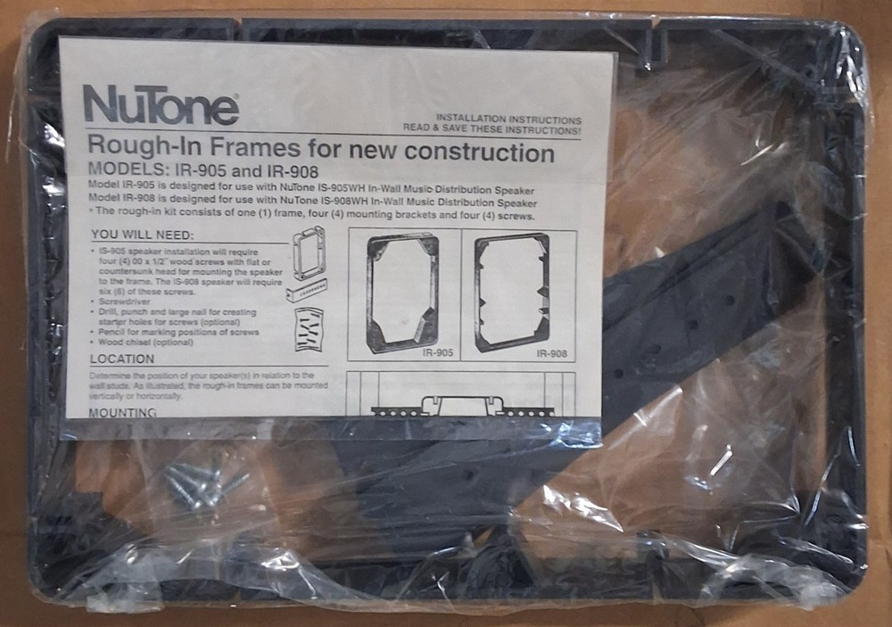 NuTone IR-908 8" Inside Music Distribution Speaker Rough-In