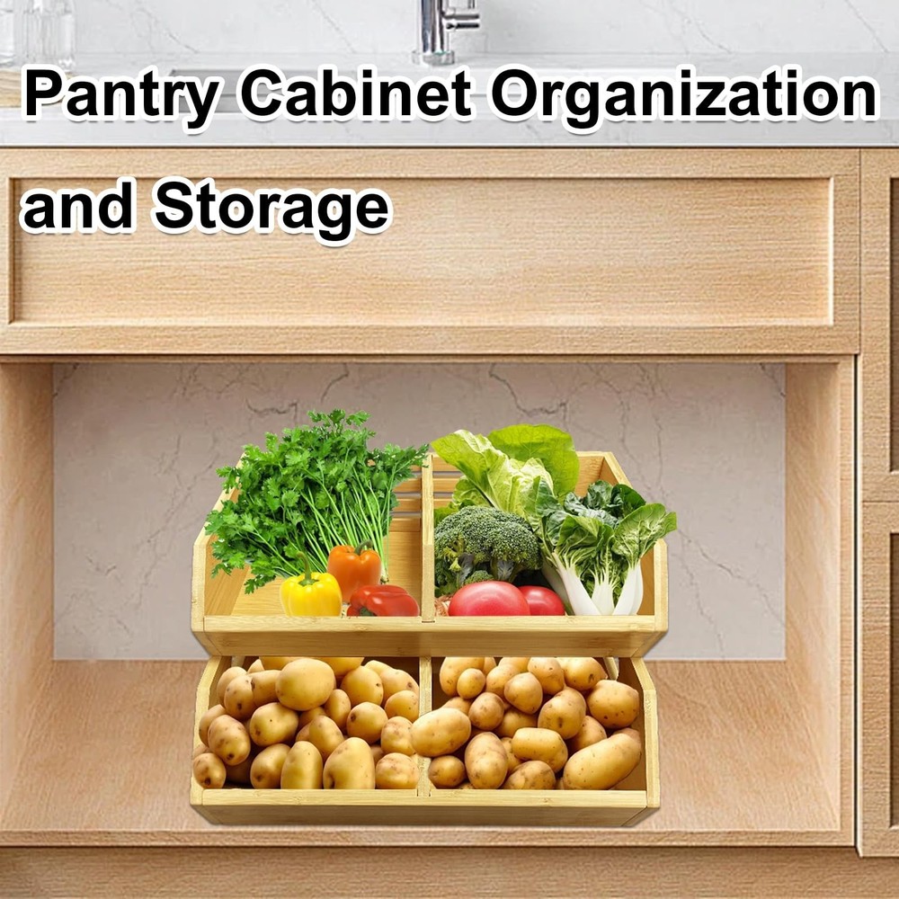 2-Pack Stackable Vegetable Storage Bins, Kitchen and Pantry Organiz... Fast Ship