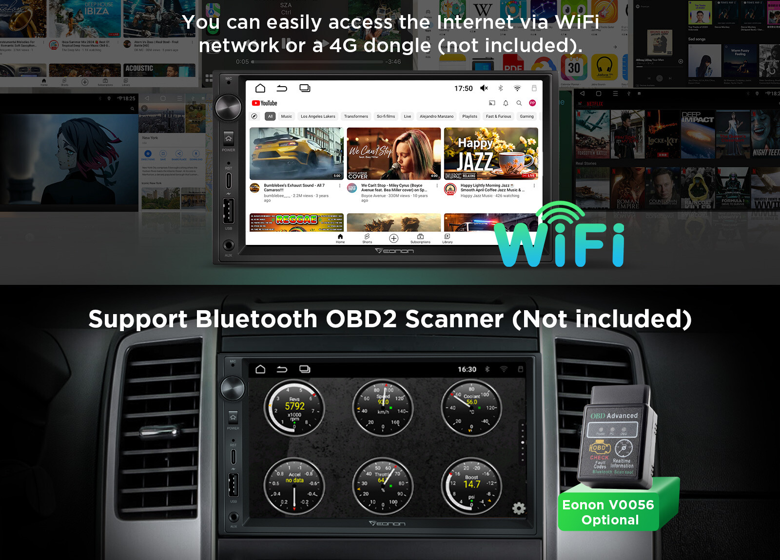 Universal 7" Car Stereo Double DIN Android 13 GPS Navi Navigation CarPlay Radio