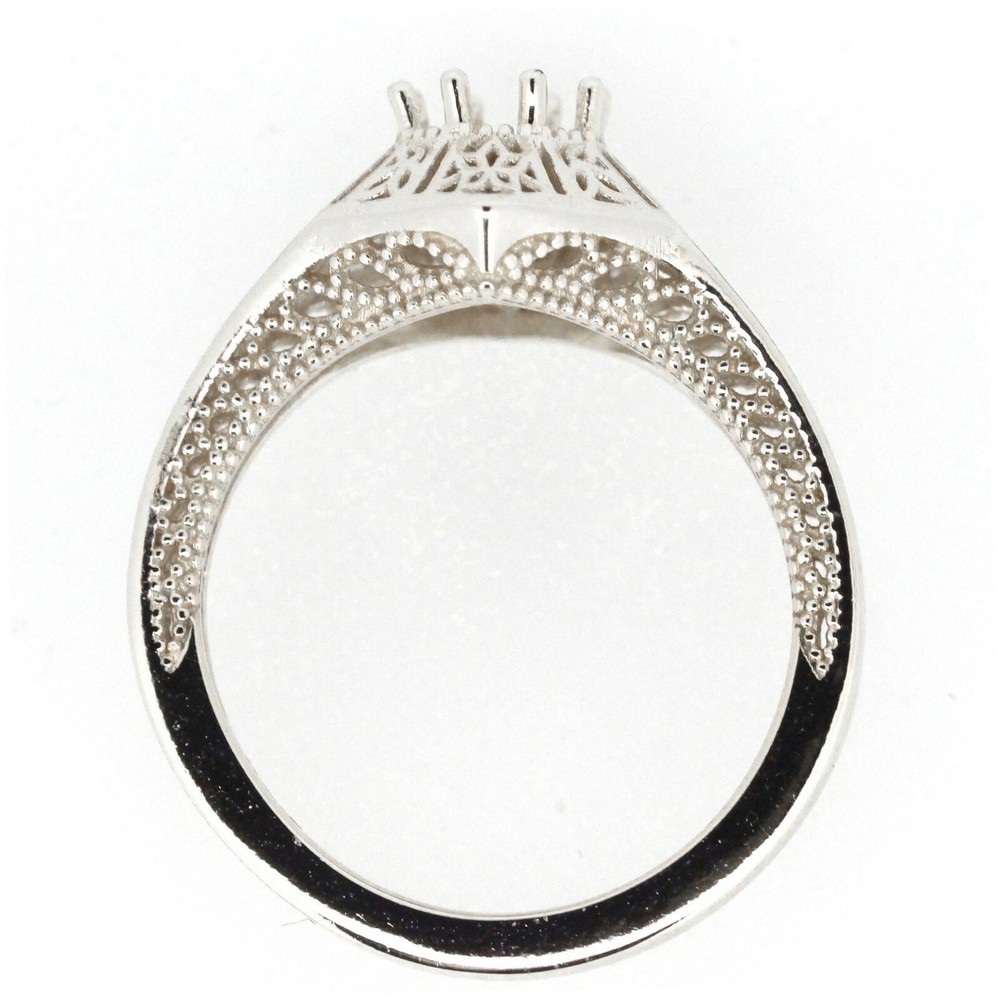 Sterling Silver Semi Mount Ring Setting Round Rd 5x5mm Vintage Repro
