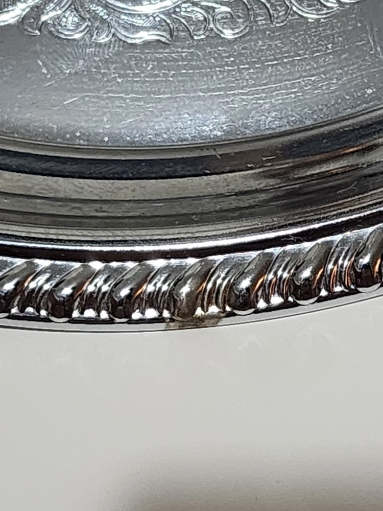 Vintage Silver Serving Tray with Handle 8" in Diameter