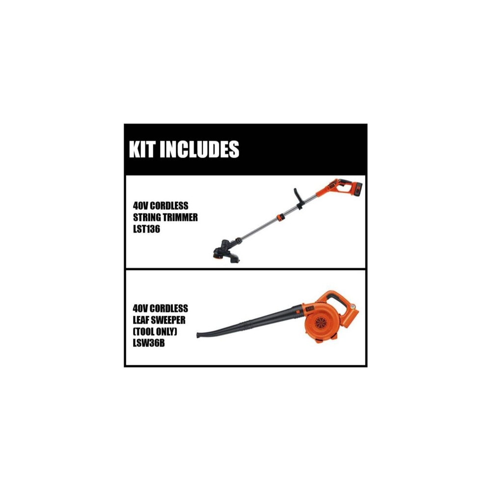 BLACK+DECKER 40V MAX* String Trimmer / Edger and Sweeper Combo - LCC140