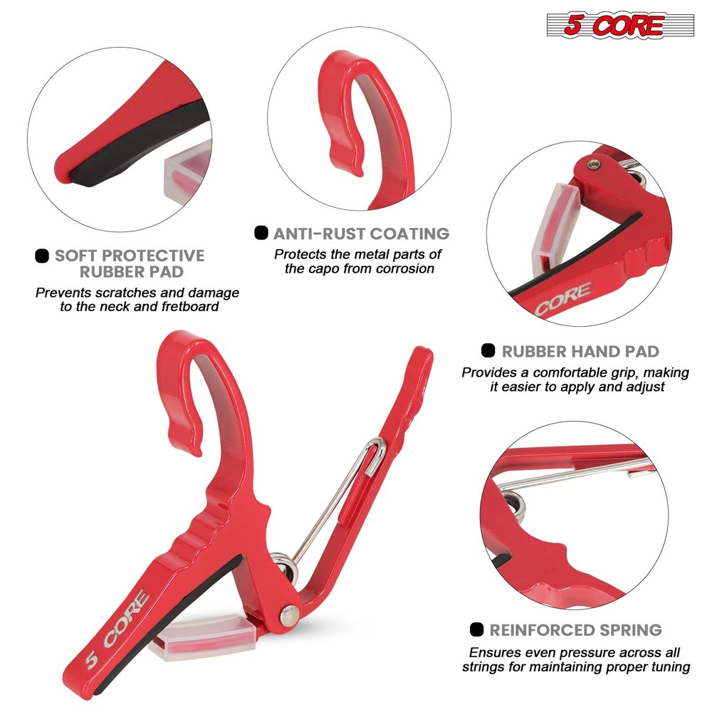 5 Core Guitar Capo 2Pc Quick Change Acoustic Electric String Clip Banjo Mandolin