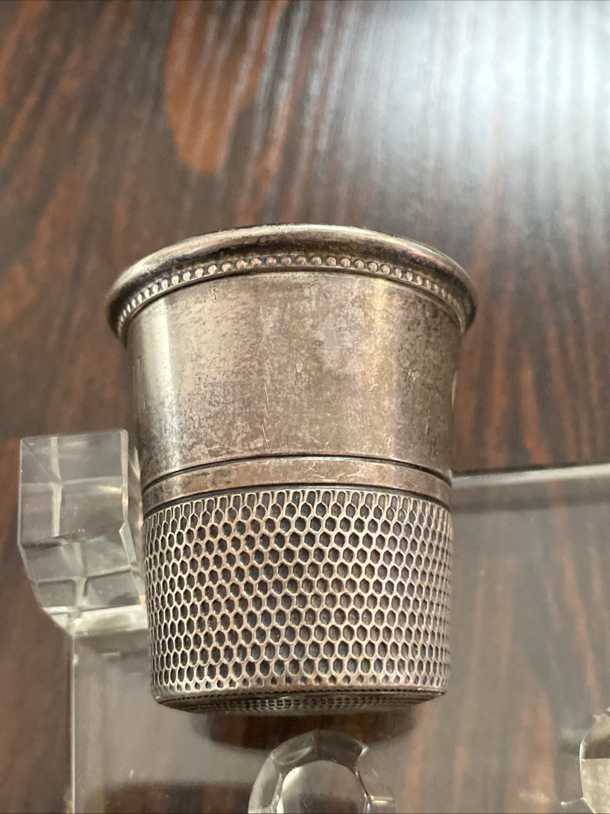 Vintage Sterling "ONLY A THIMBLE FULL" Jigger/Shot Glass 45 Grams