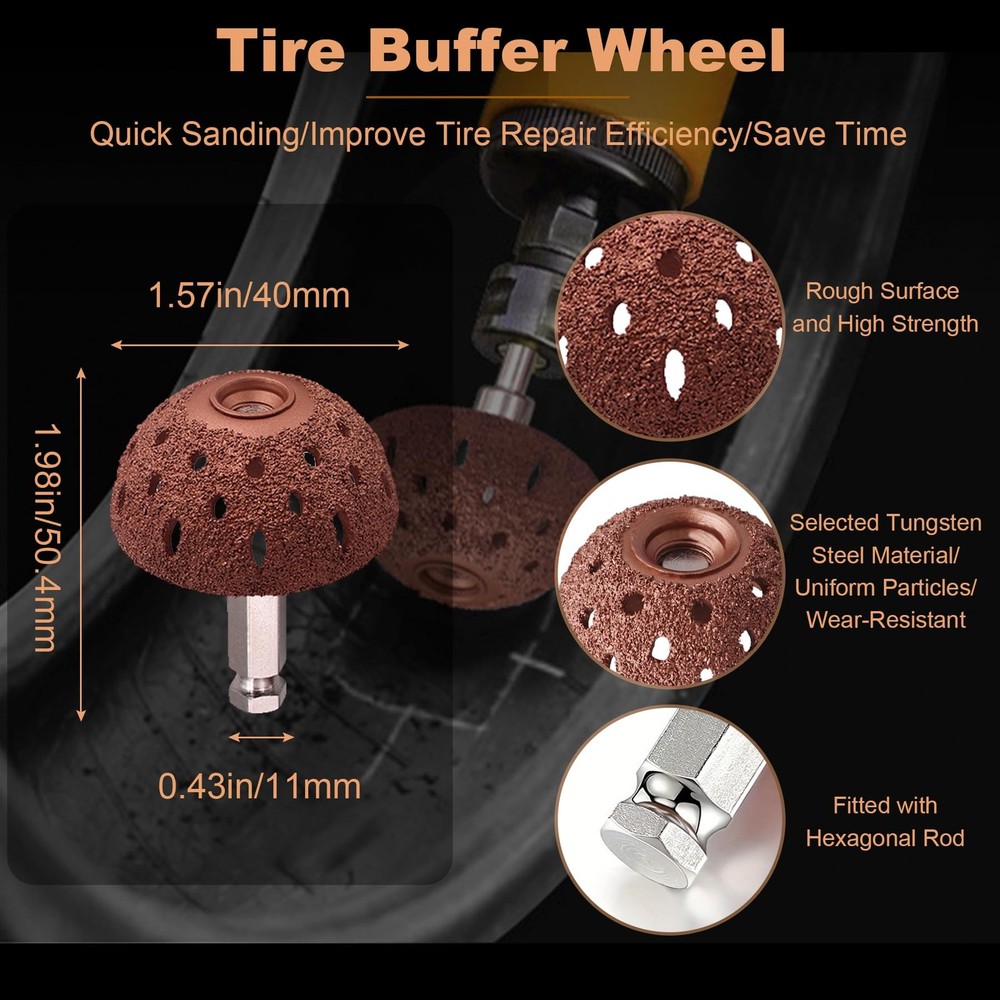 Tire Repair Patch Kit 24PCS Plugs, Roller, Buffing Wheel, Drill Bits