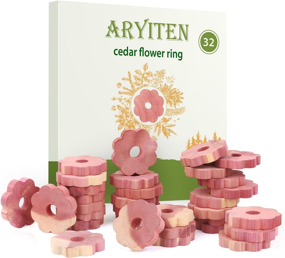 Cedar Blocks for Clothes Storage, 32 Pack Rings, Aromatic Scent Cedar...