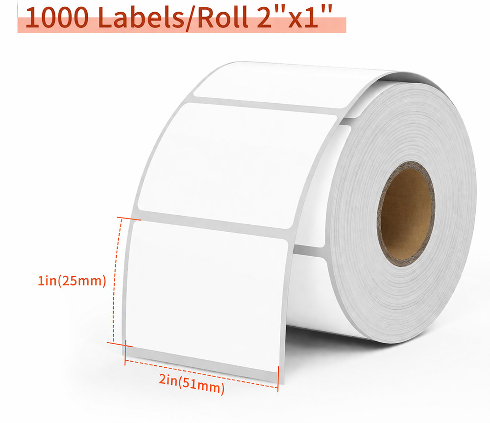 2" x 1" Direct Thermal Barcode Labels 2 Rolls 1000/Roll for Zebra Rollo Munbyn